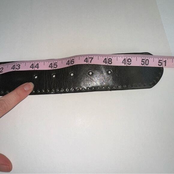 Black Leather Statement Belt Silver Buckle Western Cutout Amiee Lynn 2X -3X - Picture 12 of 12